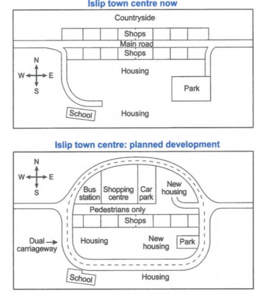 the-maps-below-show-the-centre-of-a-small-town-called-islip-as-it-is